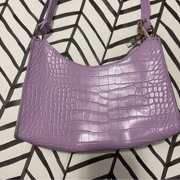SHEIN Crocodile Skin Purple Small Leather Shoulder Baguette Bag - Picture 2 of 3